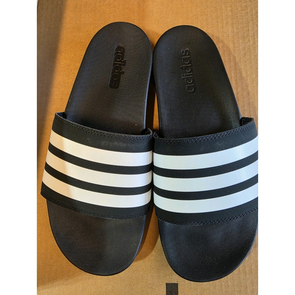 Adidas Adilette Size‎ Men 5/Women 6 Comfort Slide Sandals, Black & White NIB